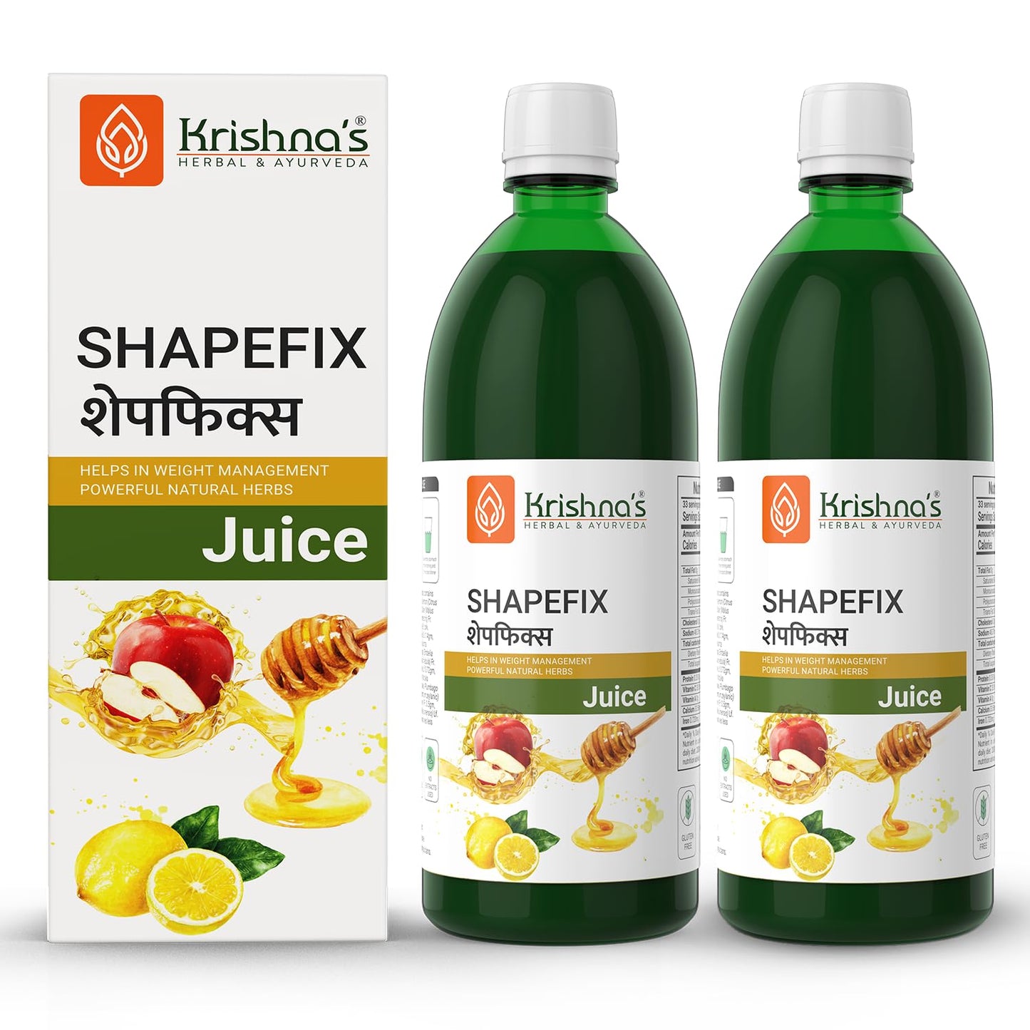 KRISHNA'S HERBAL & AYURVEDA Herbal Shapefix Juice With Natural Herbs, Helps In Weight Management, No Added Artificial Colors Or Flavours, Gluten Free - 1 Ltr (Pack Of 1)