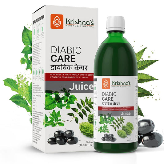 Krishna's Diabic Care Juice - 500 ml (Pack of 1) | Blend of 11 herbs Methi, Amla, Karela, Jamun, Kutki, Guduchi & 5 other herbs to manage sugar levels | Made in India, Clinically Proven