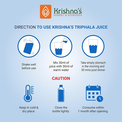 KRISHNA'S HERBAL & AYURVEDA Triphala Juice - 1000 Ml | Natural Laxative | Enriched With Amla, Harad, Baheda | Improves Digestion
