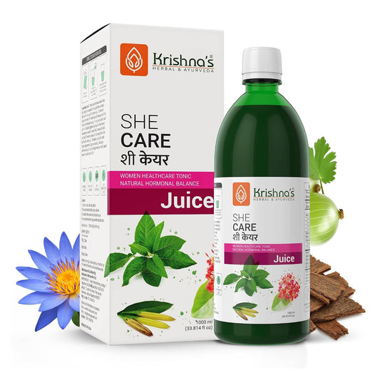 KRISHNA'S HERBAL & AYURVEDA Women's She Care Juice Infused With 5 Herbs for Hormonal Balance, Period Pain Relief, Hair & Skin Health, Clinically Proven - 1000 ml (Pack of 1)