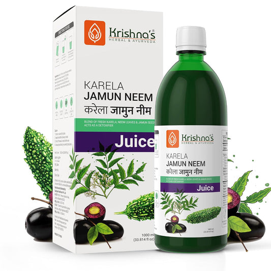 KRISHNA'S HERBAL & AYURVEDA Krishna'S Karela Jamun Neem Juice-1000 Ml Blend Of Fresh Karela, Neem Juice & Jamun Seeds Ayurvedic Solution For Balancing Sugar Levels, Pack Of 1