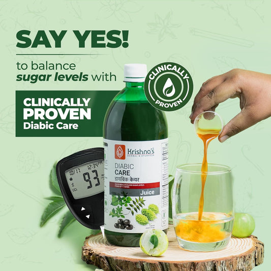Krishna's Diabic Care Juice - 500 ml (Pack of 1) | Blend of 11 herbs Methi, Amla, Karela, Jamun, Kutki, Guduchi & 5 other herbs to manage sugar levels | Made in India, Clinically Proven