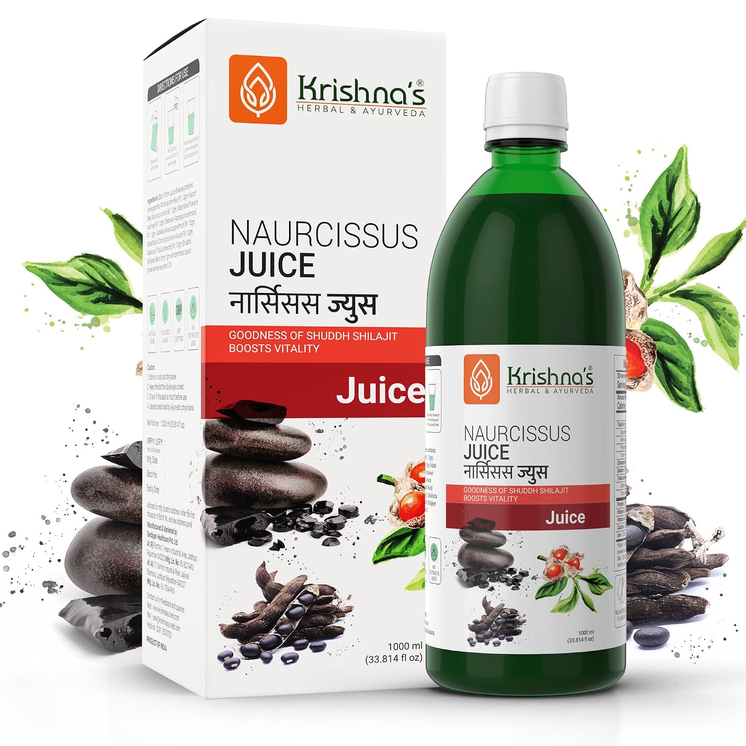 KRISHNA'S HERBAL & AYURVEDA Krishna'S Naurcissus Juice-1000 Ml Ayurvedic Ingredients Ashwagandha,Kaunch Beej,Vidari Kand,Shatawari,Akarkara,Safed Musli,Gokhru Etc Helps In Boosting Stamina