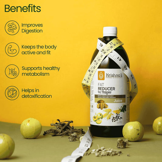 Krishna's Fat Reducer Juice - 500 ml | 12 Powerful herbs for Weight Management | Amla, Harad, Daru Haridra, Sunn Hemp | Aids Metabolism and Digestion