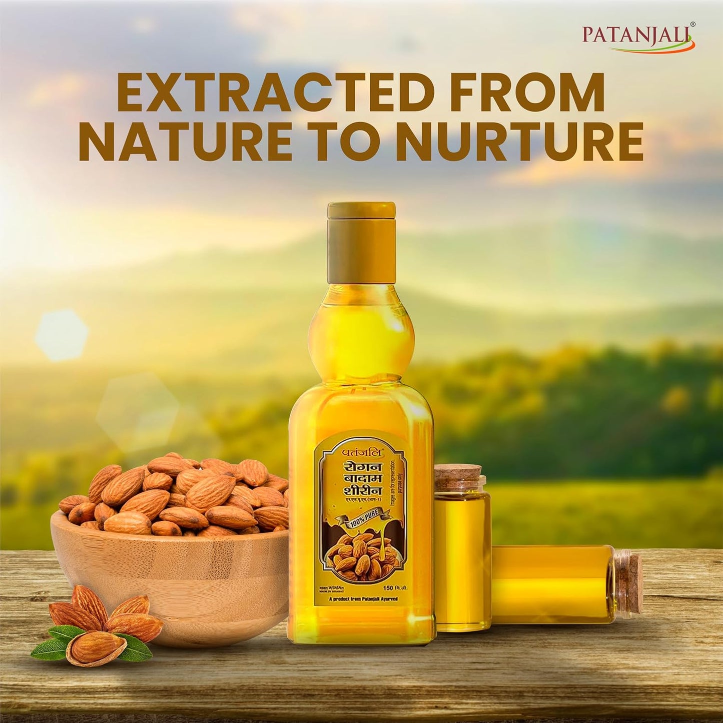 Patanjali Rogan Badam Oil 150ml, Pure Almond Oil for Hair & Skin Care