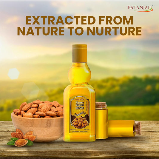 Patanjali Rogan Badam Oil 150ml, Pure Almond Oil for Hair & Skin Care