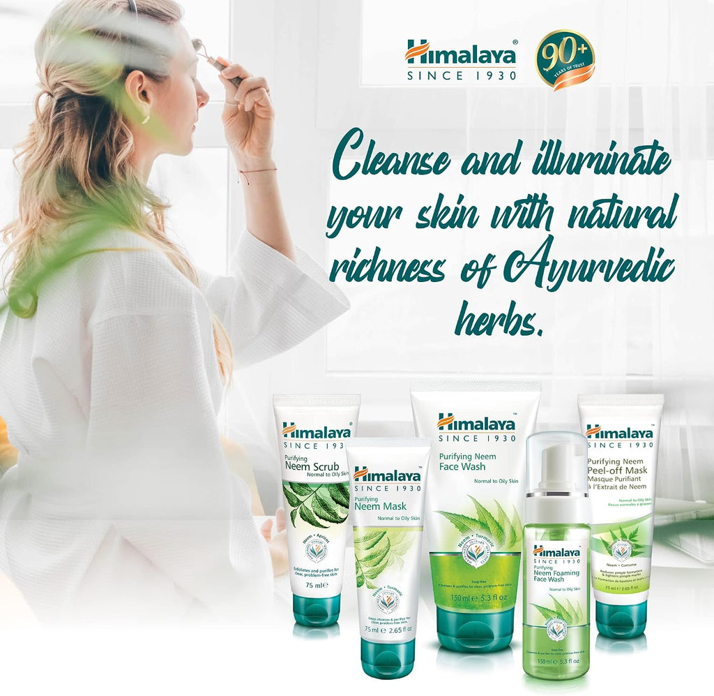 Himalaya Herbals Purifying Neem Face Wash Gel | Natural Moisturising Facial Cleanser with Goodness of Neem and Turmeric |Soap-Free Herbal Formulation -150ml
