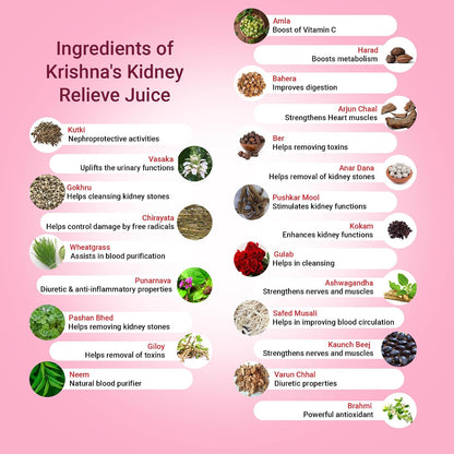KRISHNA'S HERBAL & AYURVEDA Kidney Re-Live Juice-1000 Ml|For Healthy Kidneys|Enriched With 23 Herbs Like Pashanbhed,Kaunch Beej,Arjun Chaal|Natural Blood Purifier|With Vitamin C|Sugar Free Juice