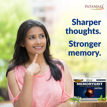 Patanjali Divya Memorygrit 20 Tablets Ayurvedic Supplement for Memory Focus and Brain Health Support (Pack of 1)