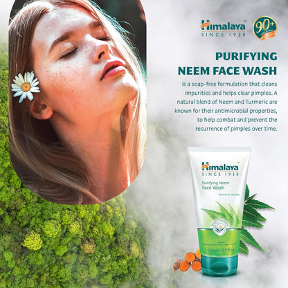 Himalaya Herbals Purifying Neem Face Wash Gel | Natural Moisturising Facial Cleanser with Goodness of Neem and Turmeric |Soap-Free Herbal Formulation -150ml