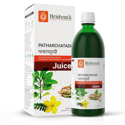 Krishna's Patharchatadi Juice - 1000 ml, Goodness of Pashanbhed, Adulsa, Kutki & Amla, Blend of Ayurvedic Herbs for Kidney - Pack of 1