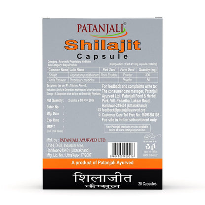 Patanjali Ayurvedic Supplement Shilajit Capsule, 1 count