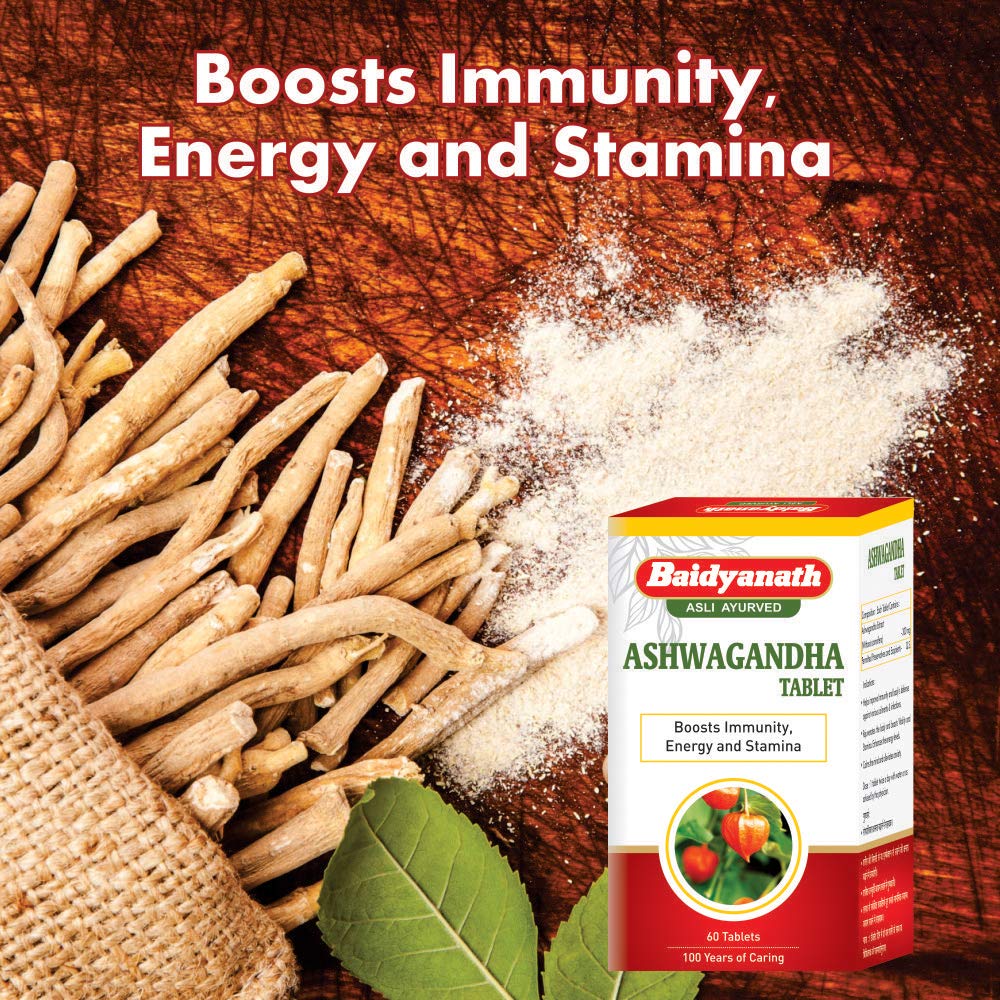 Baidyanath Asli Ayurved Ashwagandha 60 Tablets (Pack Of 3) | Rejuvenates Mind & Body | Improves Strength & Energy | Immunity Booster | Rich in Antioxidants