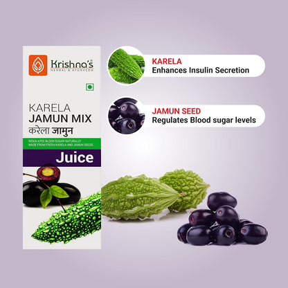 Krishna's Karela Jamun Mix Juice - 1000 ml | Fresh Karela & Jamun Seed | Ayurevedic Formulation to maintain Sugar Level | Enriched with Vitamin C - Vitamin A| Sugar free Juice with No Added Color or Flavour